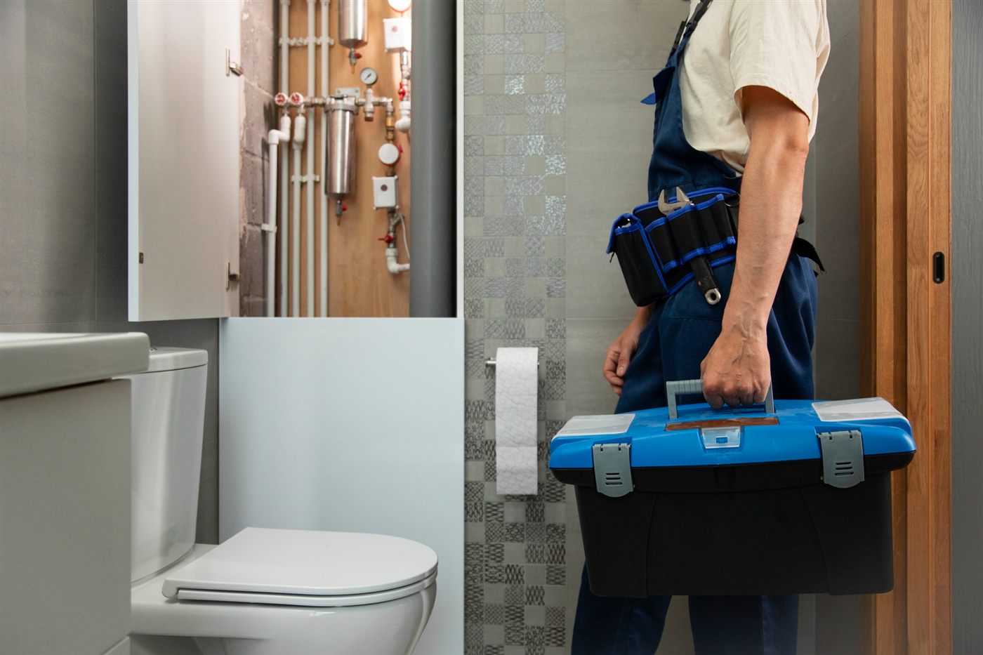 Plumber arriving for a bathroom repipe